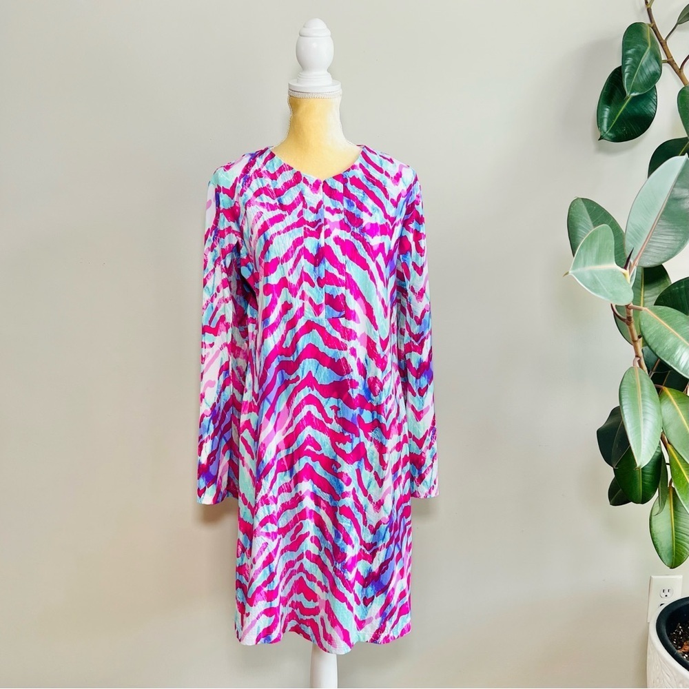 Ibkul Pink Long sleeve UPF 50 Athletic Golf Dress Mesh sleeve